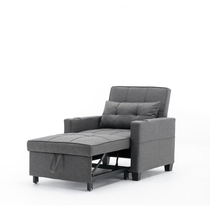 Linen Convertible Sofa Bed with USB Ports
