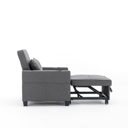Linen Convertible Sofa Bed with USB Ports