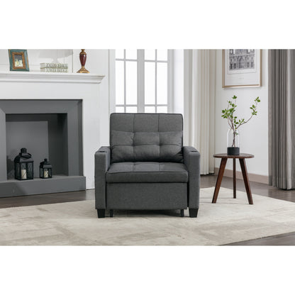 Linen Convertible Sofa Bed with USB Ports