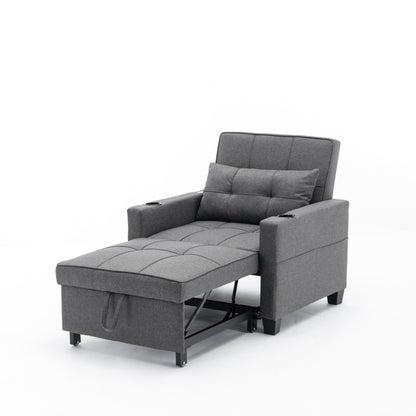 Linen Convertible Sofa Bed with USB Ports