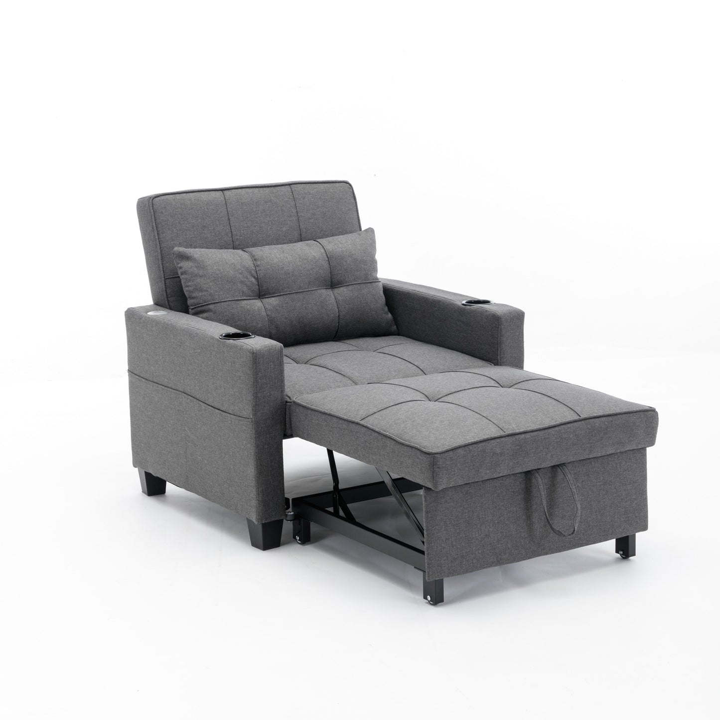 Linen Convertible Sofa Bed with USB Ports