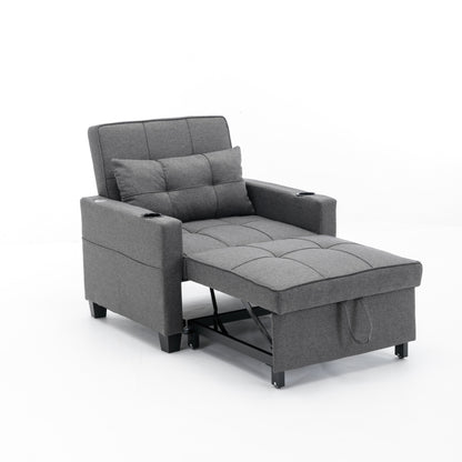 Linen Convertible Sofa Bed with USB Ports