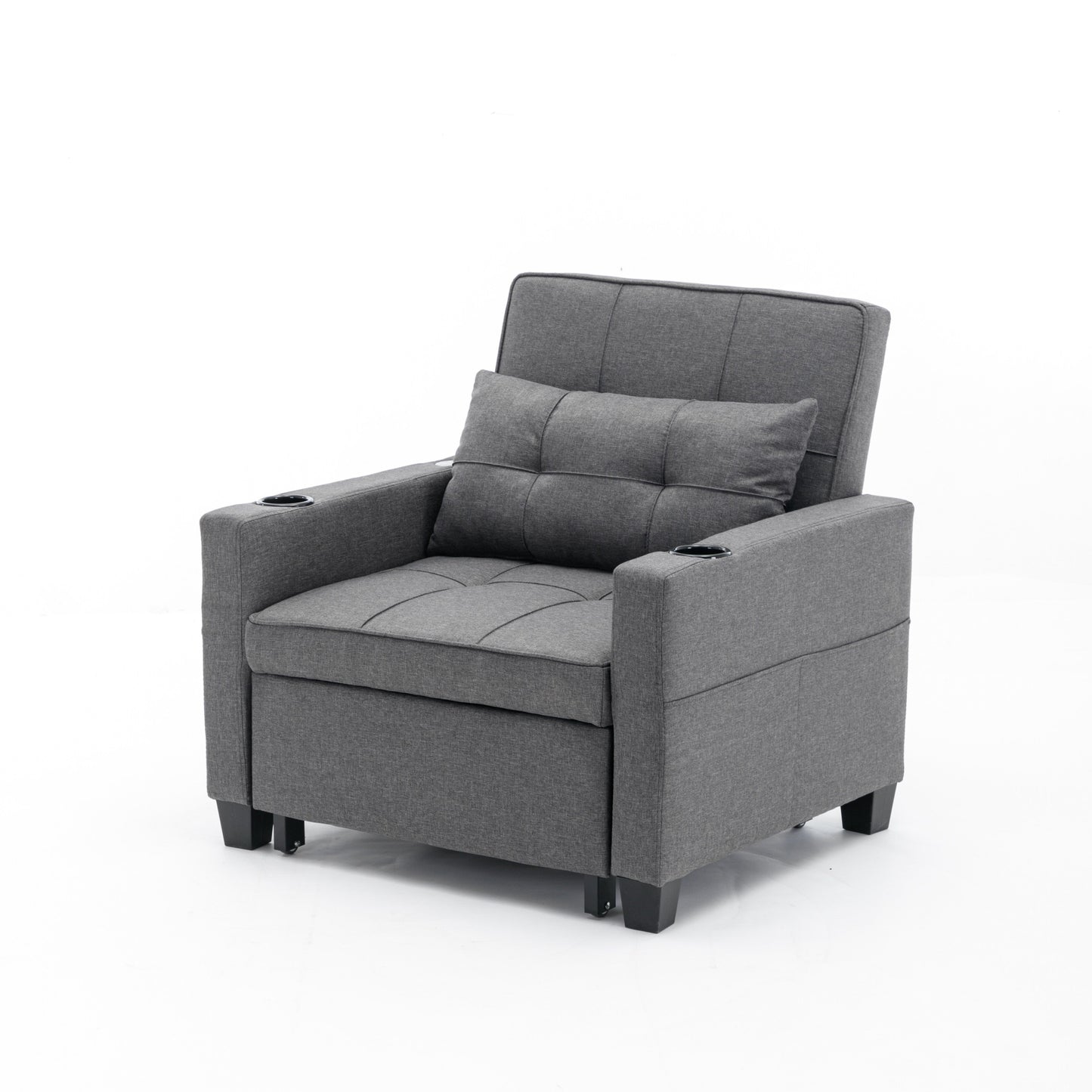 Linen Convertible Sofa Bed with USB Ports