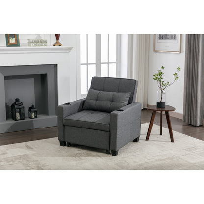 Linen Convertible Sofa Bed with USB Ports