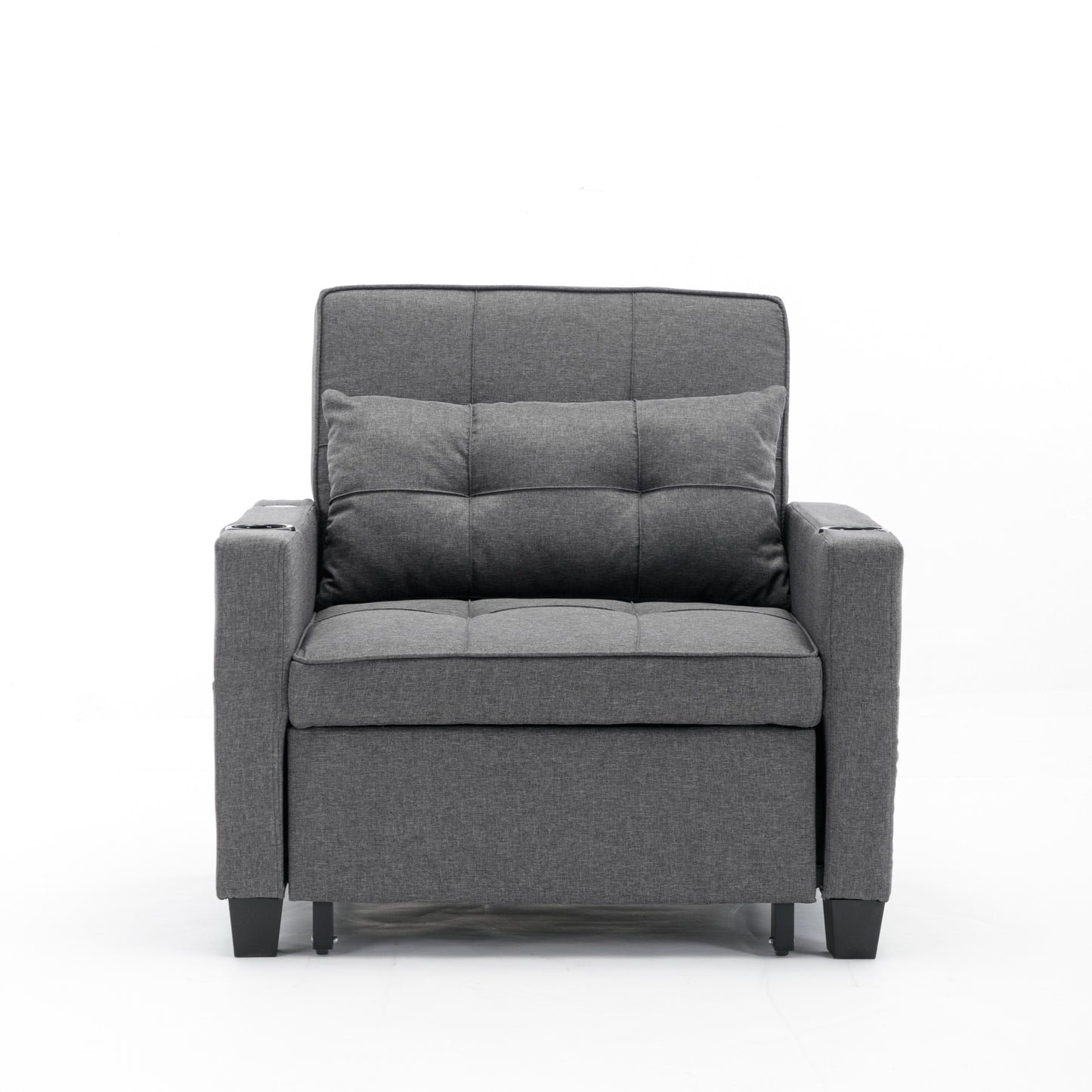 Linen Convertible Sofa Bed with USB Ports