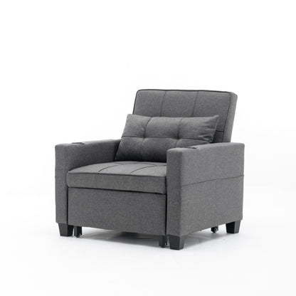 Linen Convertible Sofa Bed with USB Ports