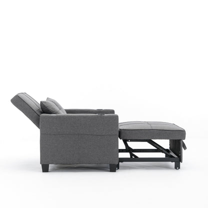Linen Convertible Sofa Bed with USB Ports
