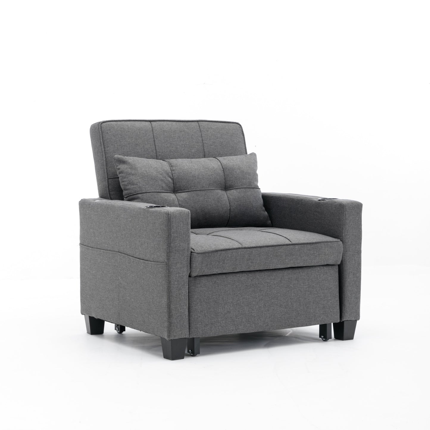 Linen Convertible Sofa Bed with USB Ports