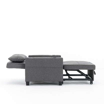 Linen Convertible Sofa Bed with USB Ports