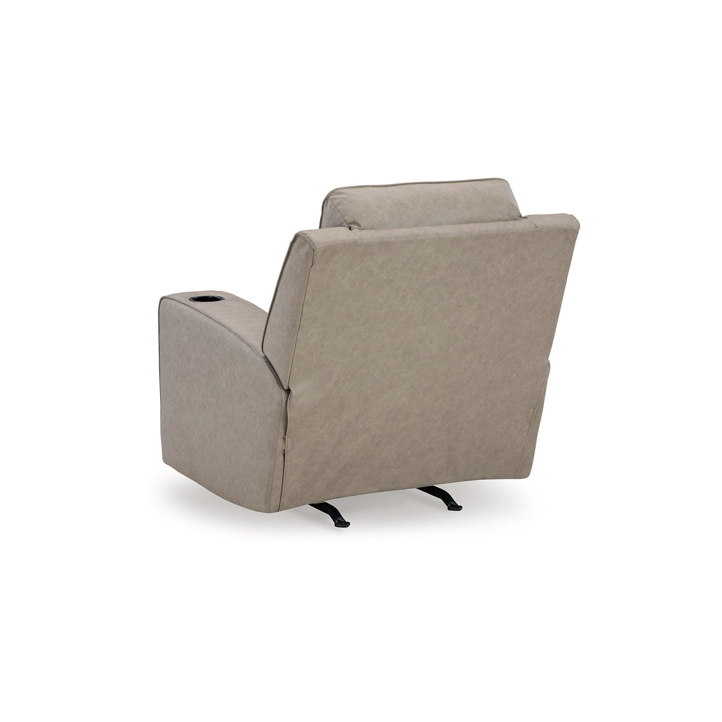 Livie Manual Rocker Recliner Chair, Cupholder, Beige Gray Faux Leather