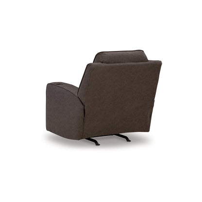 Livie Manual Rocker Recliner Chair, Dark Brown Gray Faux Leather