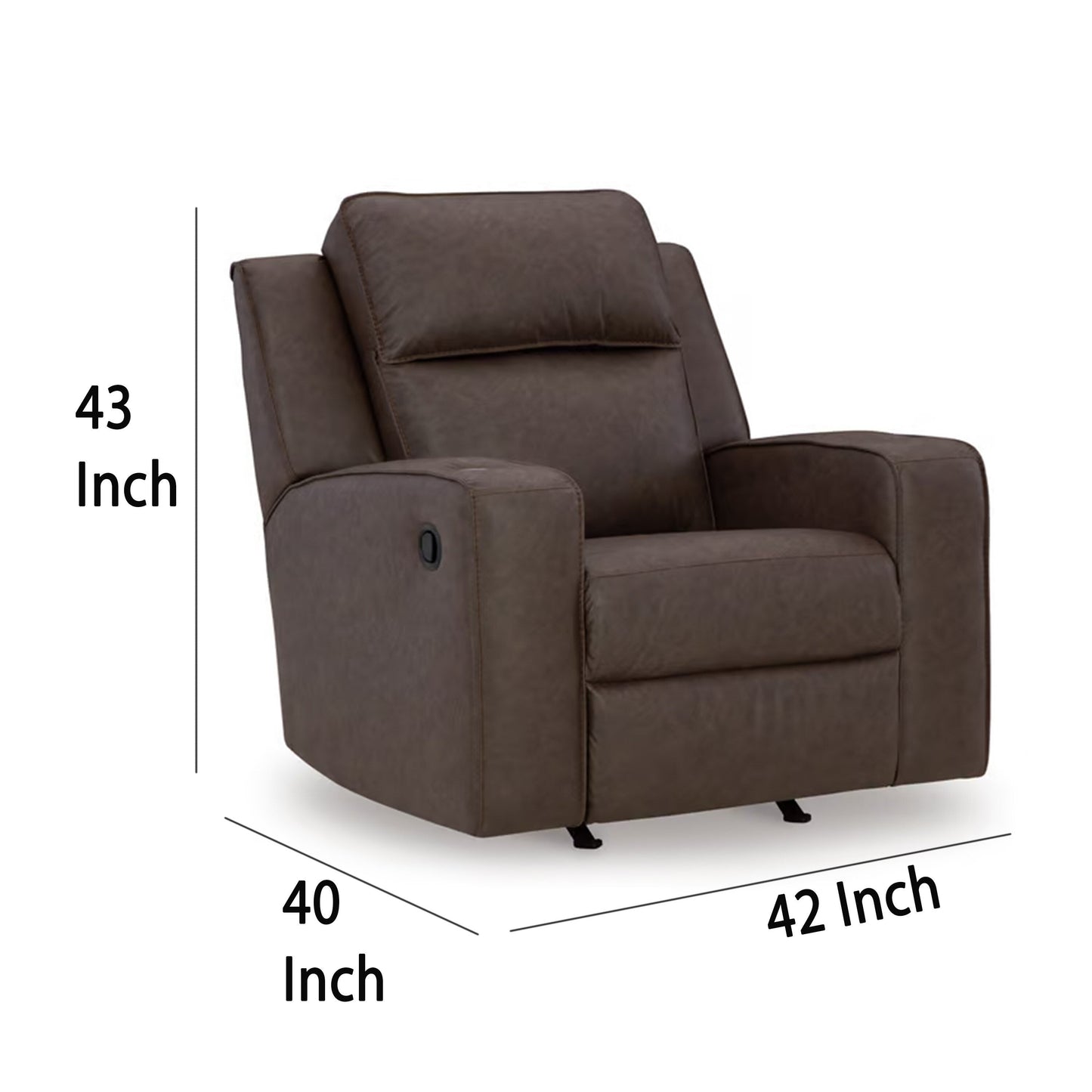 Livie Manual Rocker Recliner Chair, Dark Brown Gray Faux Leather