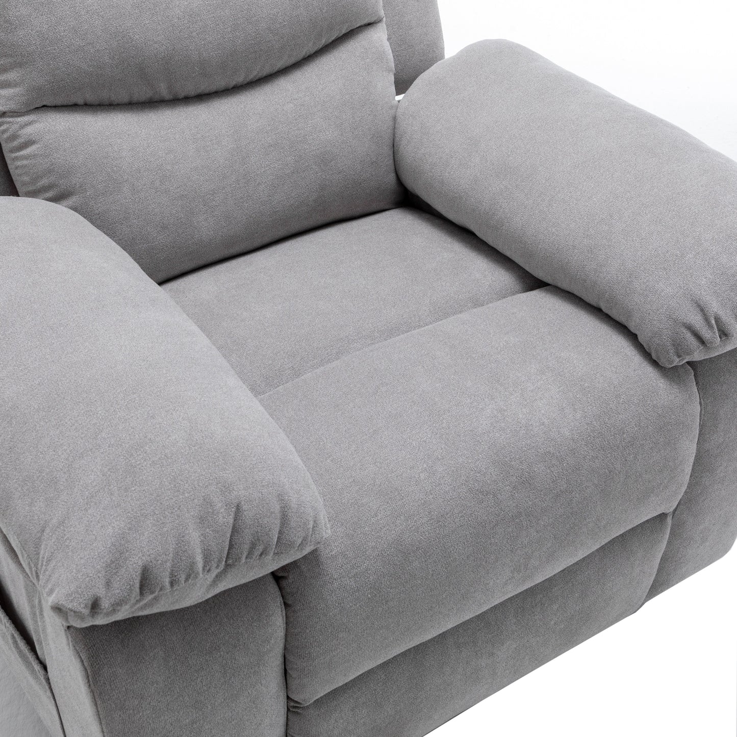 Living Room Single Reclining Sofa, Power Lift Velvet Recliner with Adjustable Massage and Heat & Side Pocket, Infinite Position