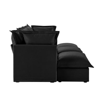 Living Room Sofa Slipcovered Sofa 3 Seater Sofa With 3 Ottomans, Oversized 3-Seat Sleeper Sofa Bed Home Theater Sofa, Chenille