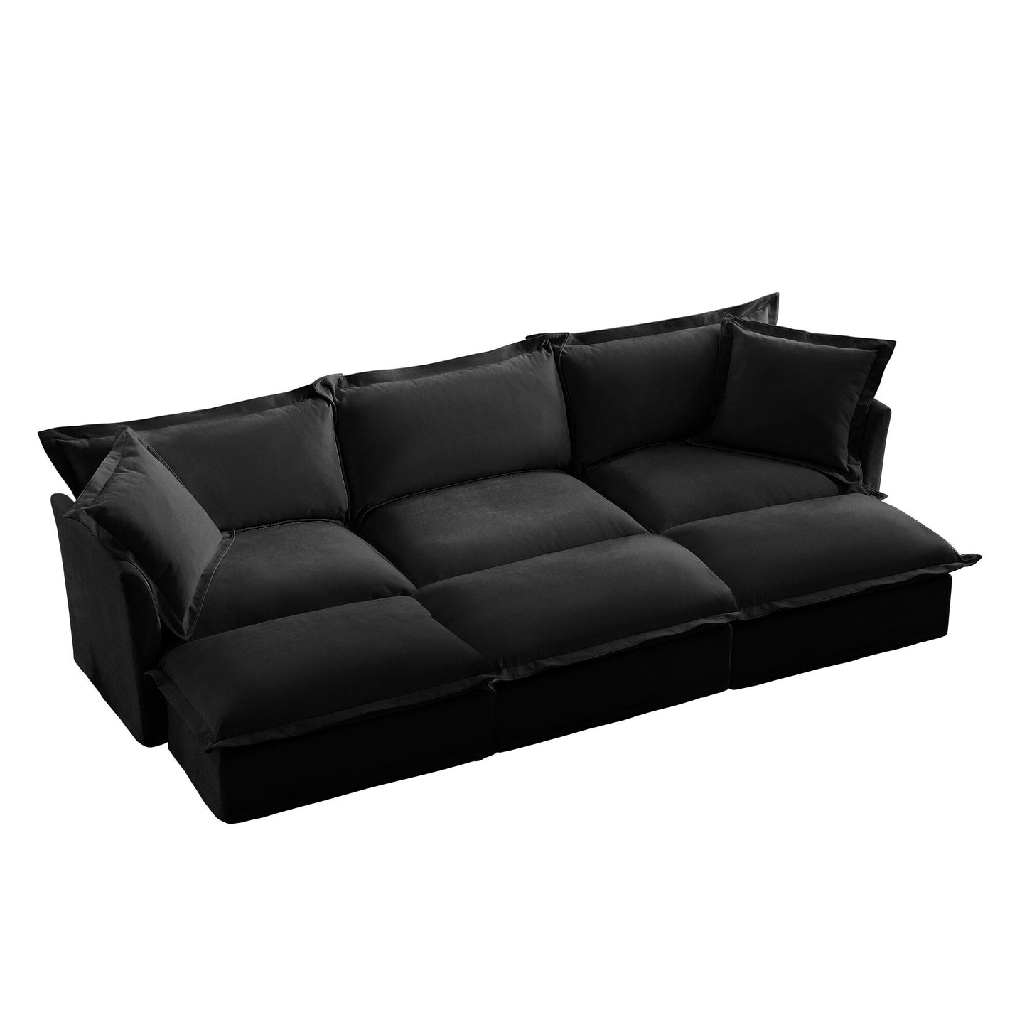Living Room Sofa Slipcovered Sofa 3 Seater Sofa With 3 Ottomans, Oversized 3-Seat Sleeper Sofa Bed Home Theater Sofa, Chenille