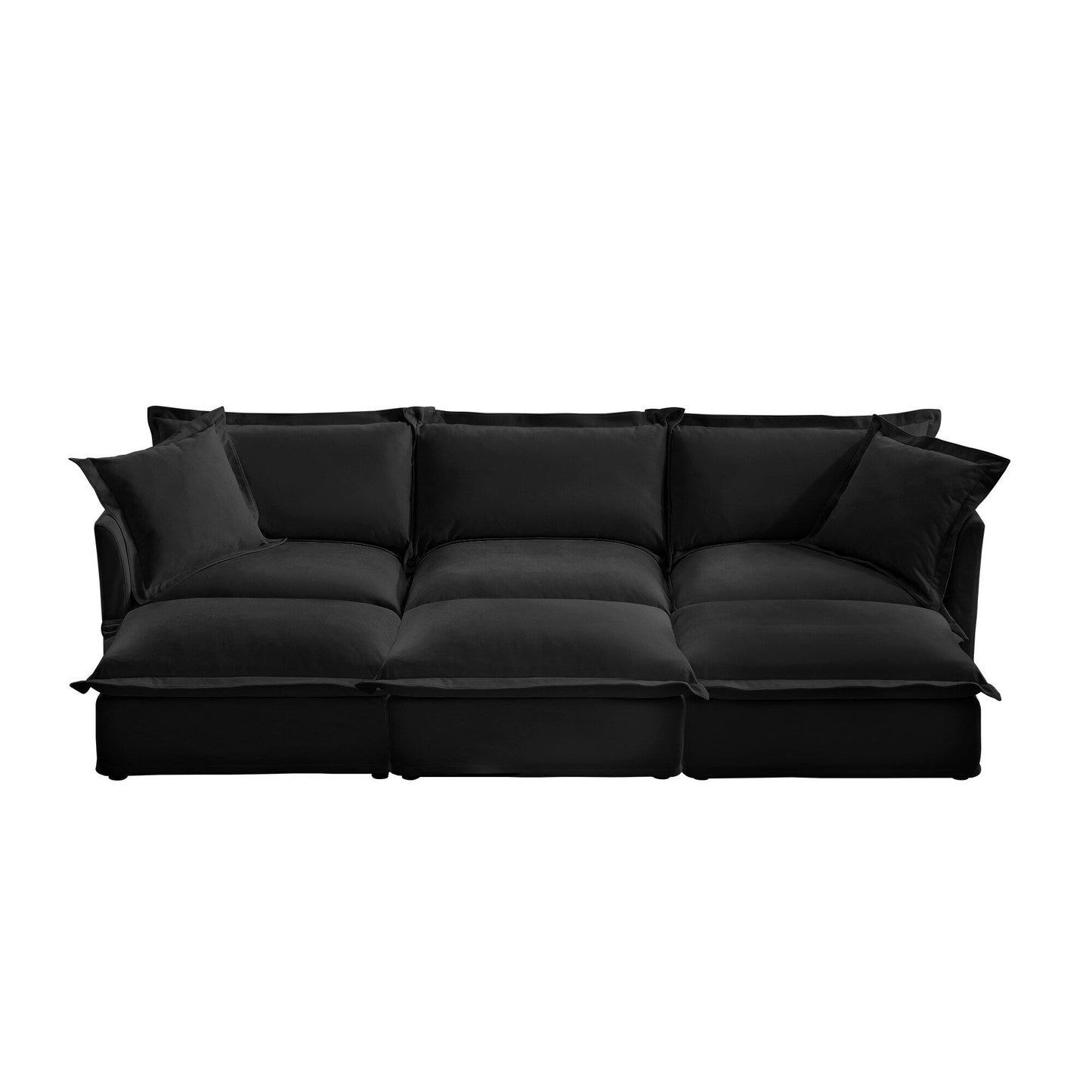 Living Room Sofa Slipcovered Sofa 3 Seater Sofa With 3 Ottomans, Oversized 3-Seat Sleeper Sofa Bed Home Theater Sofa, Chenille
