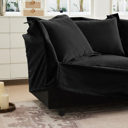 Living Room Sofa Slipcovered Sofa 3 Seater Sofa With 3 Ottomans, Oversized 3-Seat Sleeper Sofa Bed Home Theater Sofa, Chenille