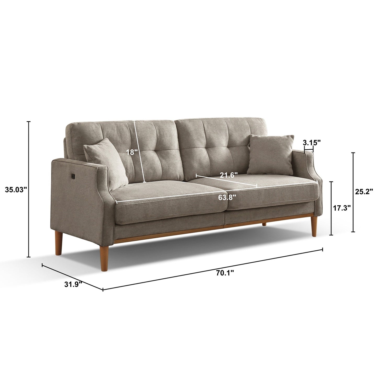 Living Space Waterproof Fabric 3-Seater Sofa with USB Charge Port