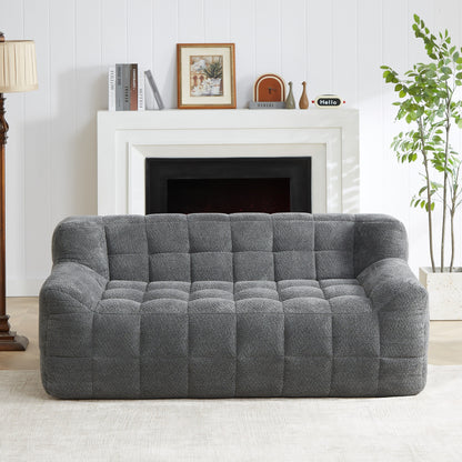 Liyasi 2 Seater Full Compression Sofa Beige Lychee Velvet No Assembly Required
