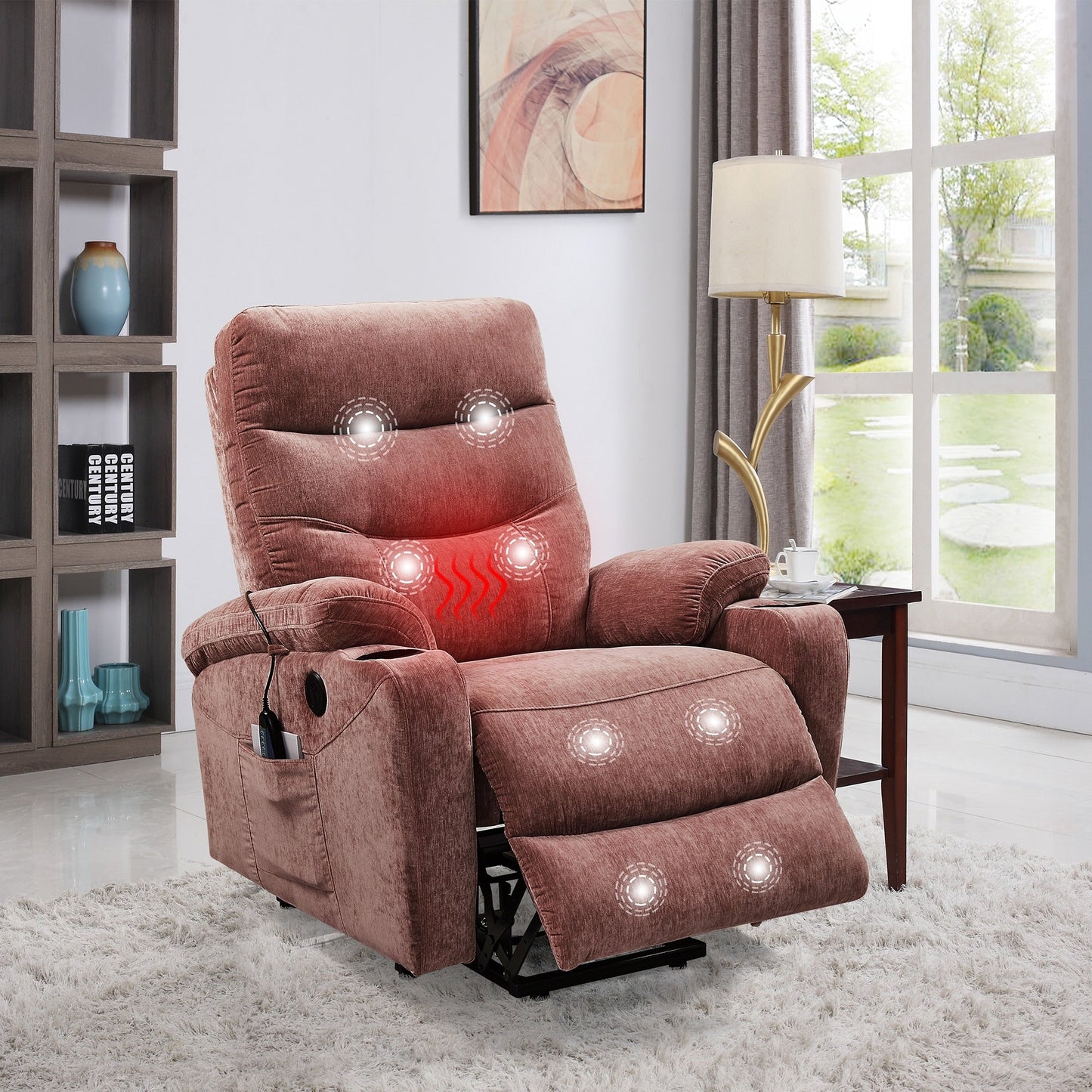 Liyasi Electric Power Lift Recliner Chair Sofa with Massage and Heat for Elderly