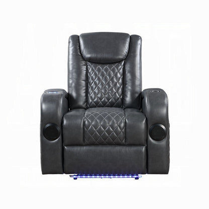 Liza Power Motion Recliner Chair, Bluetooth USB, Gray Faux Leather