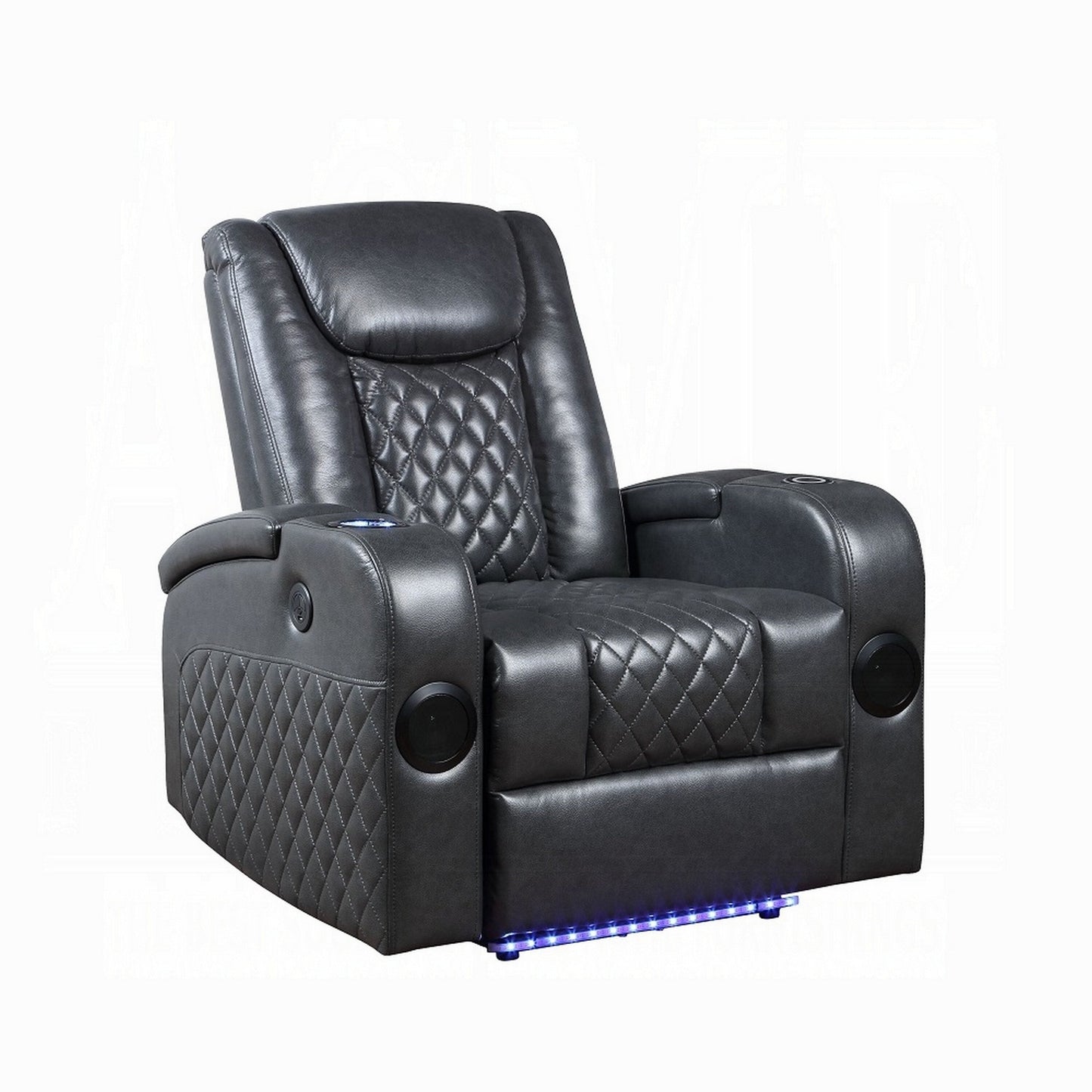 Liza Power Motion Recliner Chair, Bluetooth USB, Gray Faux Leather