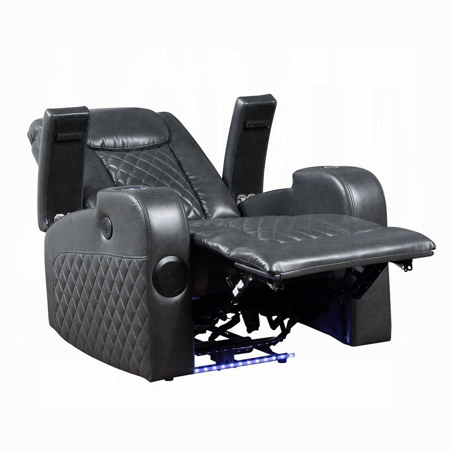 Liza Power Motion Recliner Chair, Bluetooth USB, Gray Faux Leather
