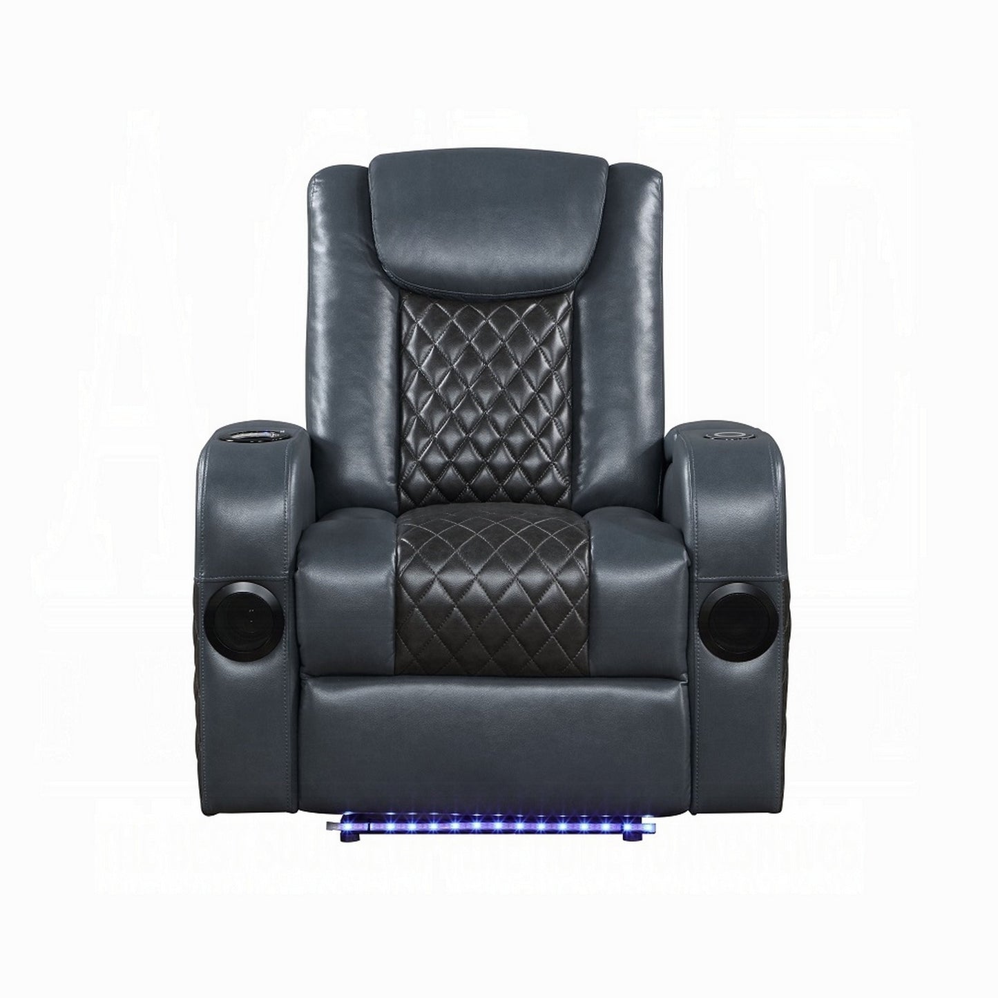 Liza Power Motion Recliner Chair, Bluetooth, Gray Black Faux Leather