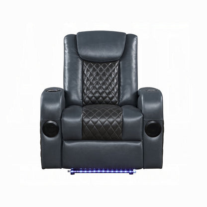 Liza Power Motion Recliner Chair, Bluetooth, Gray Black Faux Leather