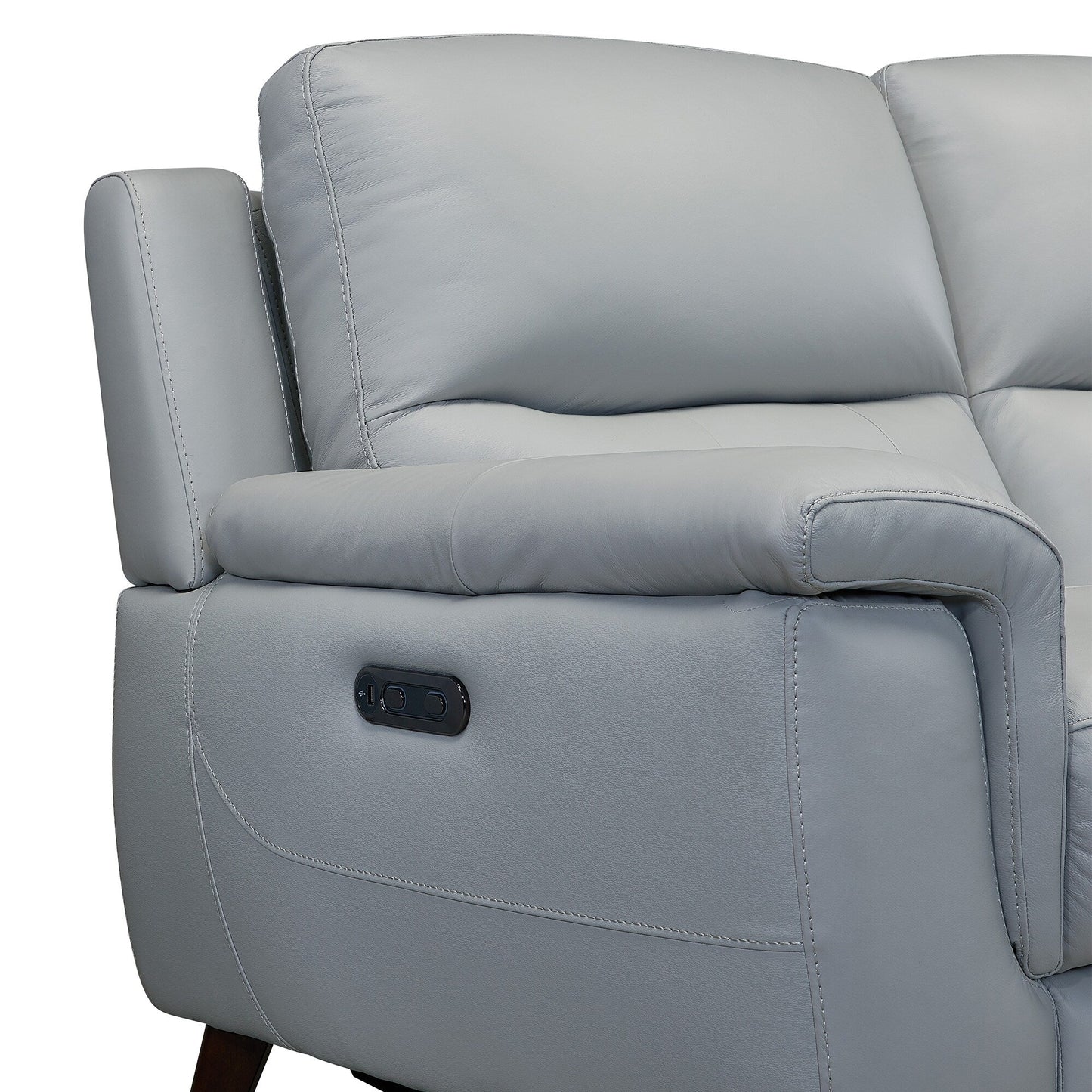 Lizette 78 Dove Gray or Brown Leather Power Recliner Sofa with USB