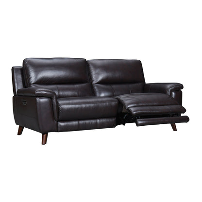 Lizette 78 Dove Gray or Brown Leather Power Recliner Sofa with USB
