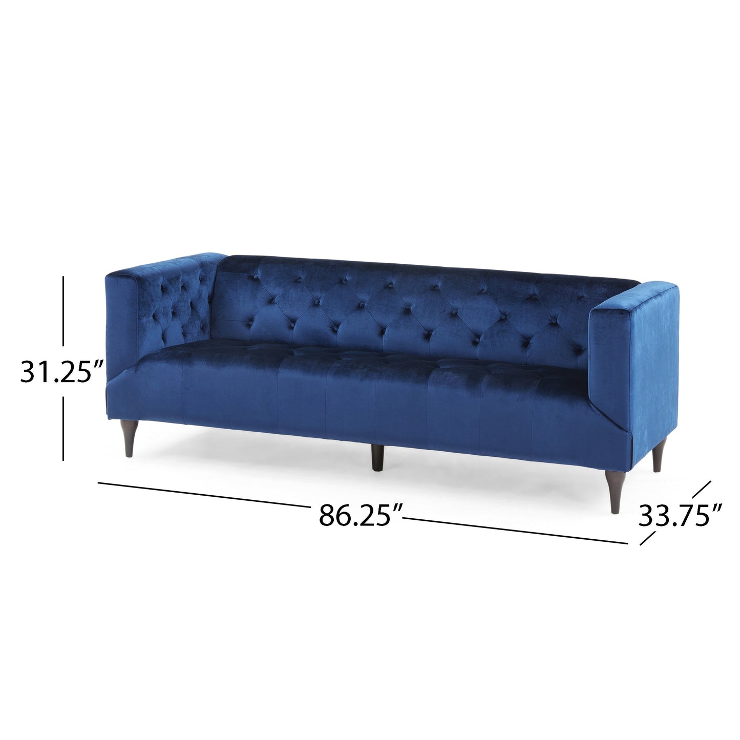Loomis Contemporary Velvet 3-Seater Sofa by Christopher Knight Home