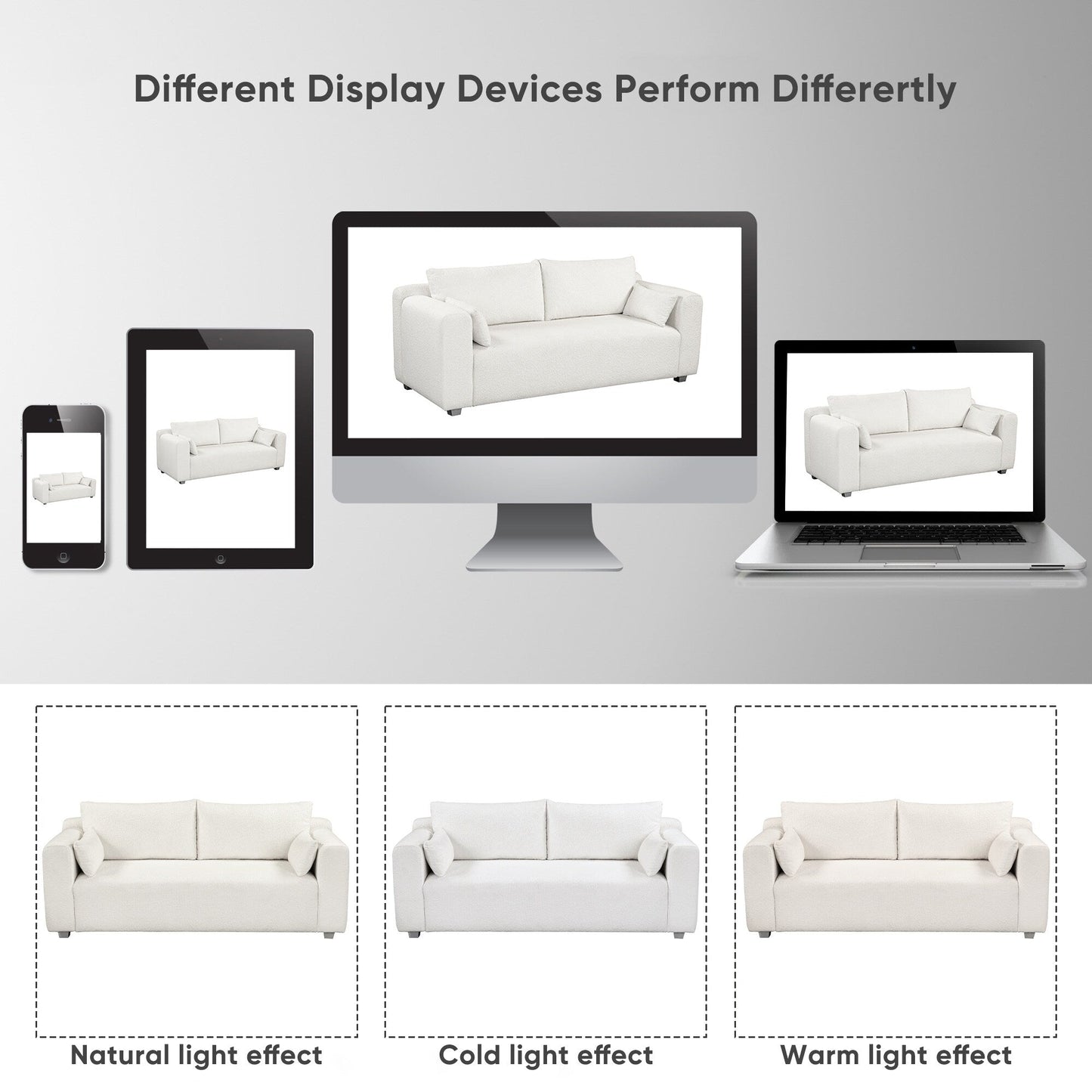 Loop Yarn Fabric Sofa, One-Piece Seat Frame, Minimalist 2-3 Seat Couch Easy To Install, Loveseats With Extra Wide Domed Arms