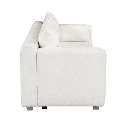 Loop Yarn Fabric Sofa, One-Piece Seat Frame, Minimalist 2-3 Seat Couch Easy To Install, Loveseats With Extra Wide Domed Arms
