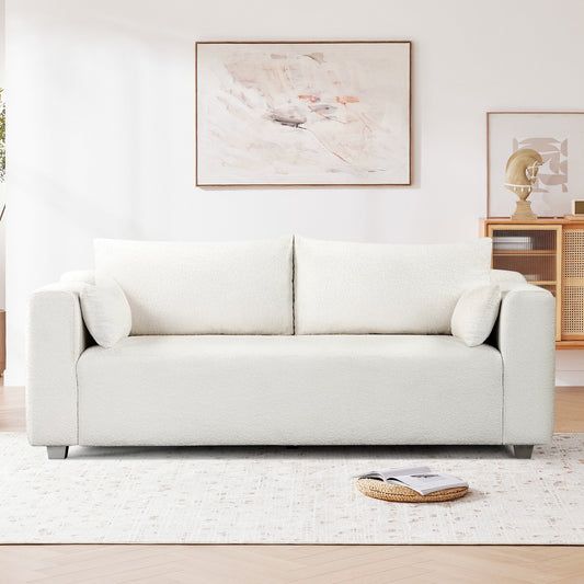 Loop Yarn Fabric Sofa, One-Piece Seat Frame, Minimalist 2-3 Seat Couch Easy To Install, Loveseats With Extra Wide Domed Arms