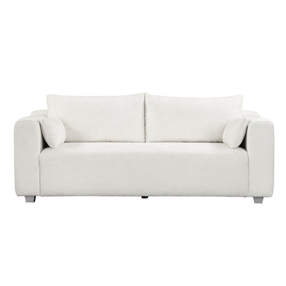 Loop Yarn Fabric Sofa, One-Piece Seat Frame, Minimalist 2-3 Seat Couch Easy To Install, Loveseats With Extra Wide Domed Arms