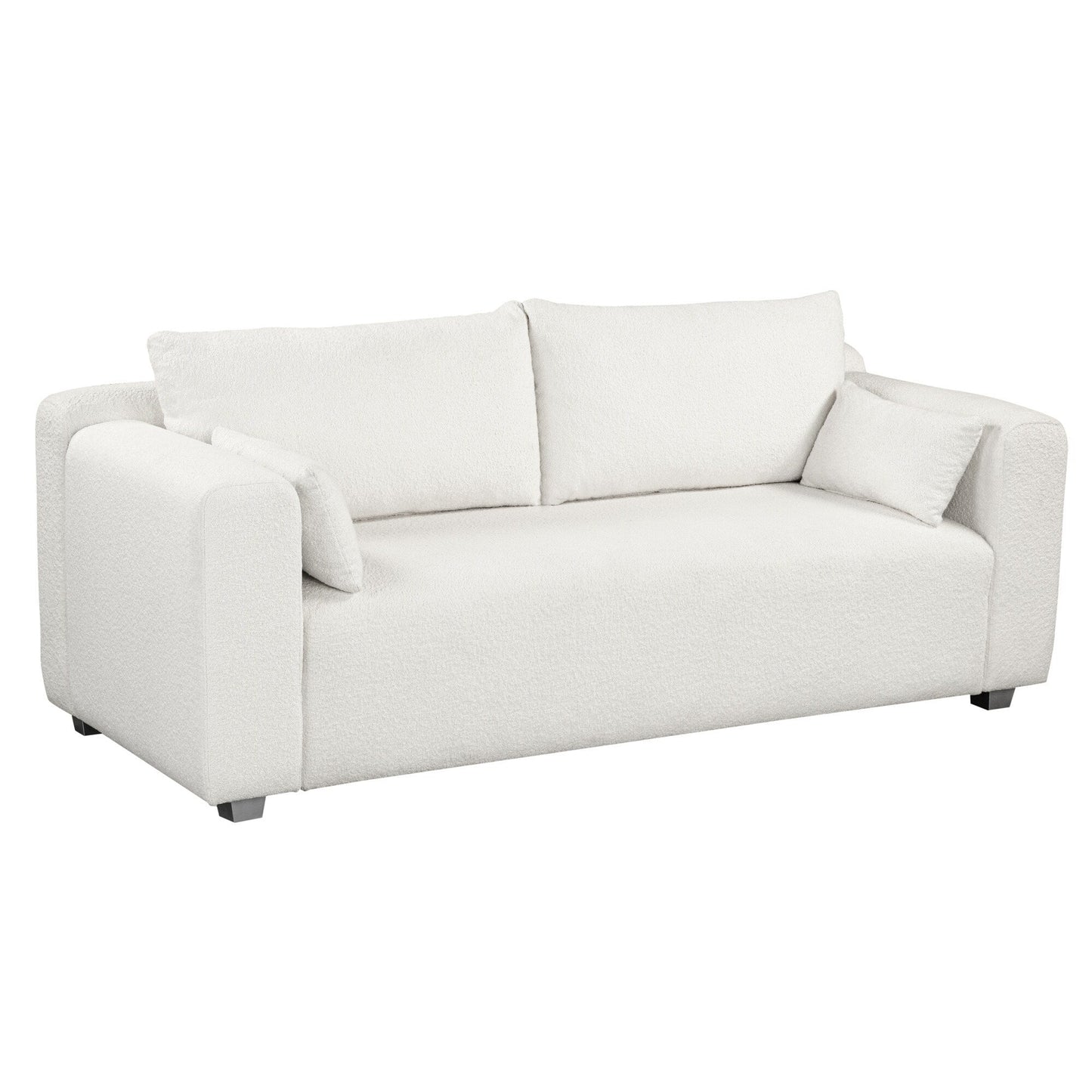 Loop Yarn Fabric Sofa, One-Piece Seat Frame, Minimalist 2-3 Seat Couch Easy To Install, Loveseats With Extra Wide Domed Arms