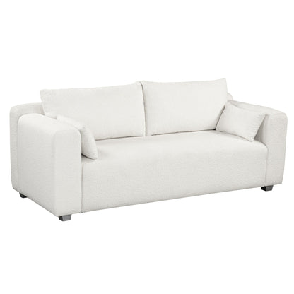 Loop Yarn Fabric Sofa, One-Piece Seat Frame, Minimalist 2-3 Seat Couch Easy To Install, Loveseats With Extra Wide Domed Arms