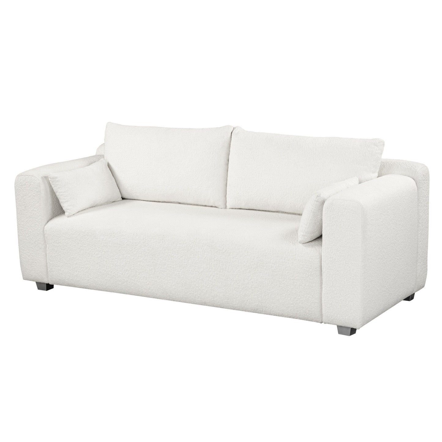 Loop Yarn Fabric Sofa, One-Piece Seat Frame, Minimalist 2-3 Seat Couch Easy To Install, Loveseats With Extra Wide Domed Arms