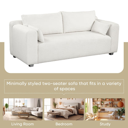 Loop Yarn Fabric Sofa, One-Piece Seat Frame, Minimalist 2-3 Seat Couch Easy To Install, Loveseats With Extra Wide Domed Arms
