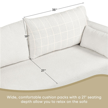 Loop Yarn Fabric Sofa, One-Piece Seat Frame, Minimalist 2-3 Seat Couch Easy To Install, Loveseats With Extra Wide Domed Arms