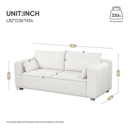 Loop Yarn Fabric Sofa, One-Piece Seat Frame, Minimalist 2-3 Seat Couch Easy To Install, Loveseats With Extra Wide Domed Arms