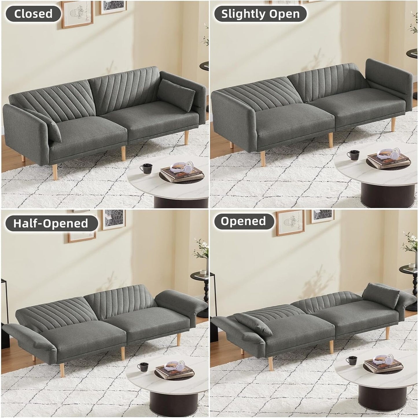 Loveseat Futon Convertible Sofa Bed with Pillows