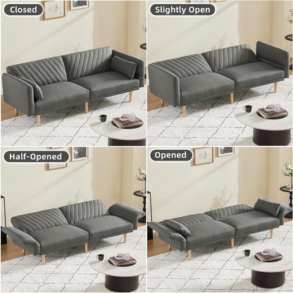 Loveseat Futon Convertible Sofa Bed with Pillows