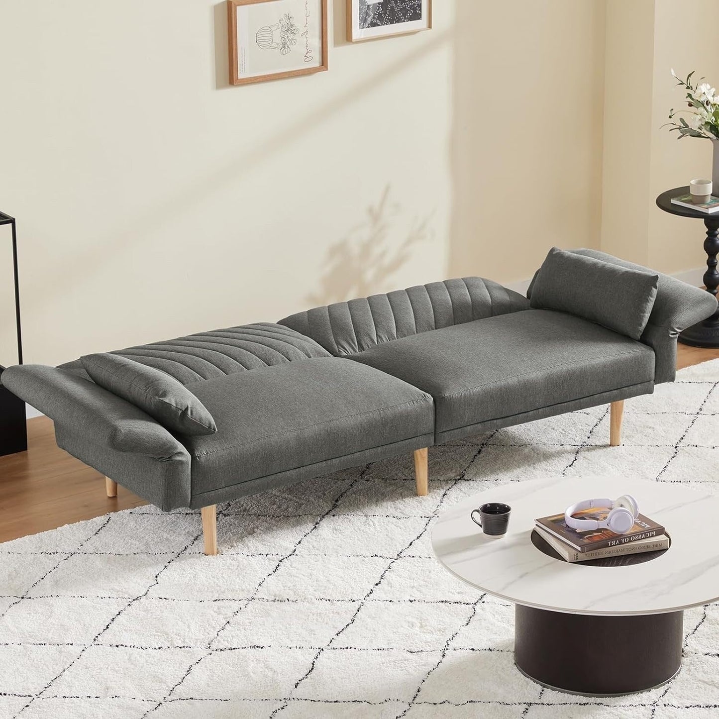 Loveseat Futon Convertible Sofa Bed with Pillows