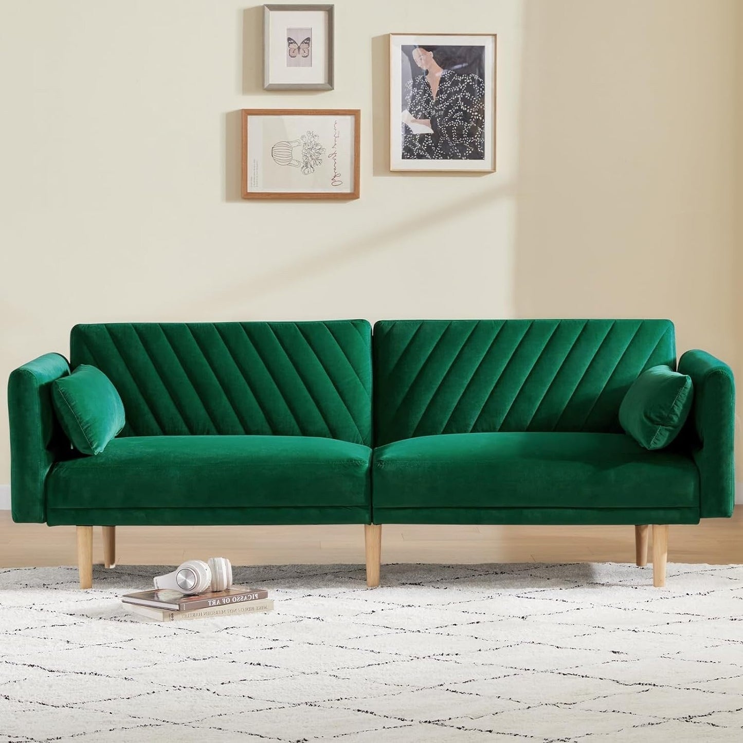 Loveseat Futon Convertible Sofa Bed with Pillows