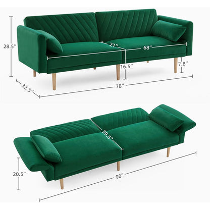 Loveseat Futon Convertible Sofa Bed with Pillows