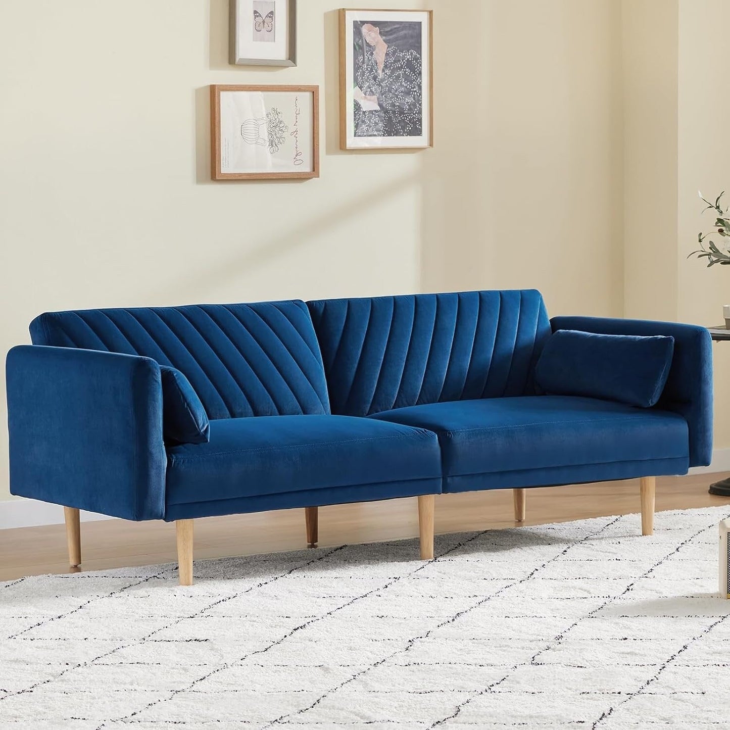 Loveseat Futon Convertible Sofa Bed with Pillows
