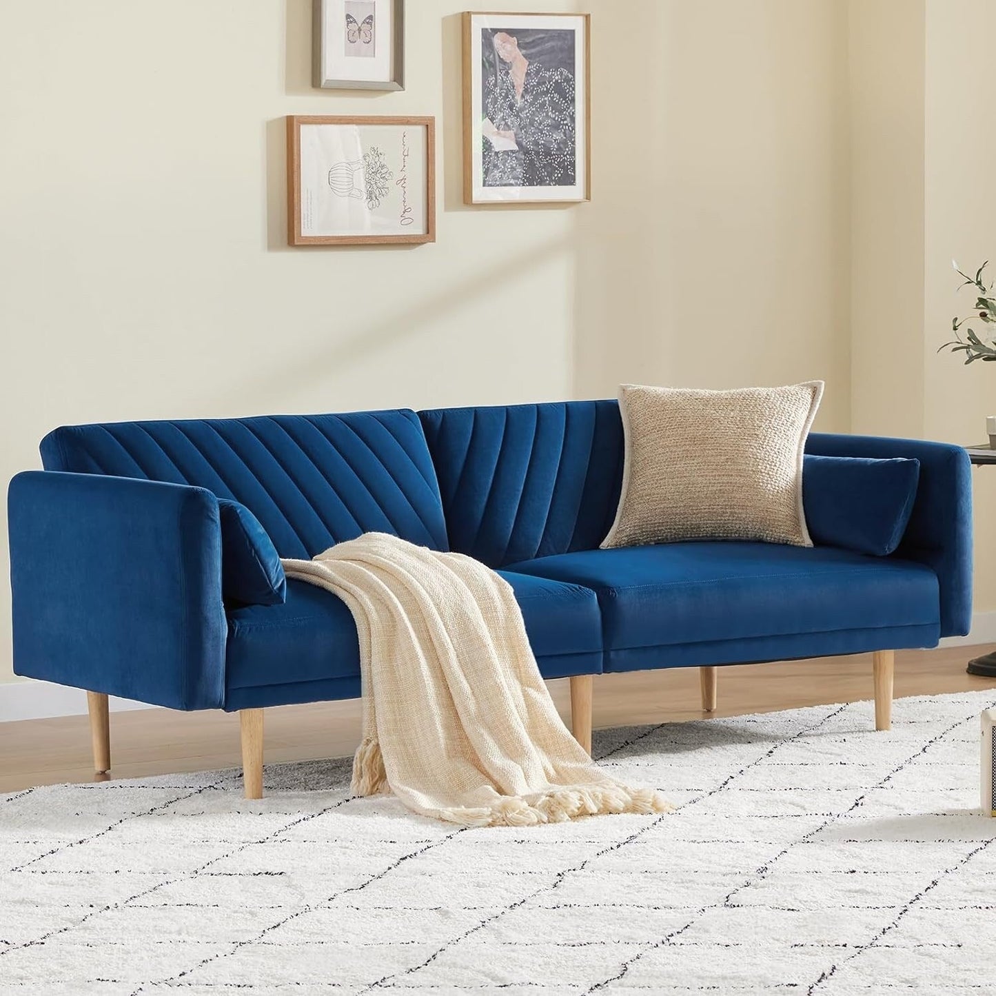 Loveseat Futon Convertible Sofa Bed with Pillows