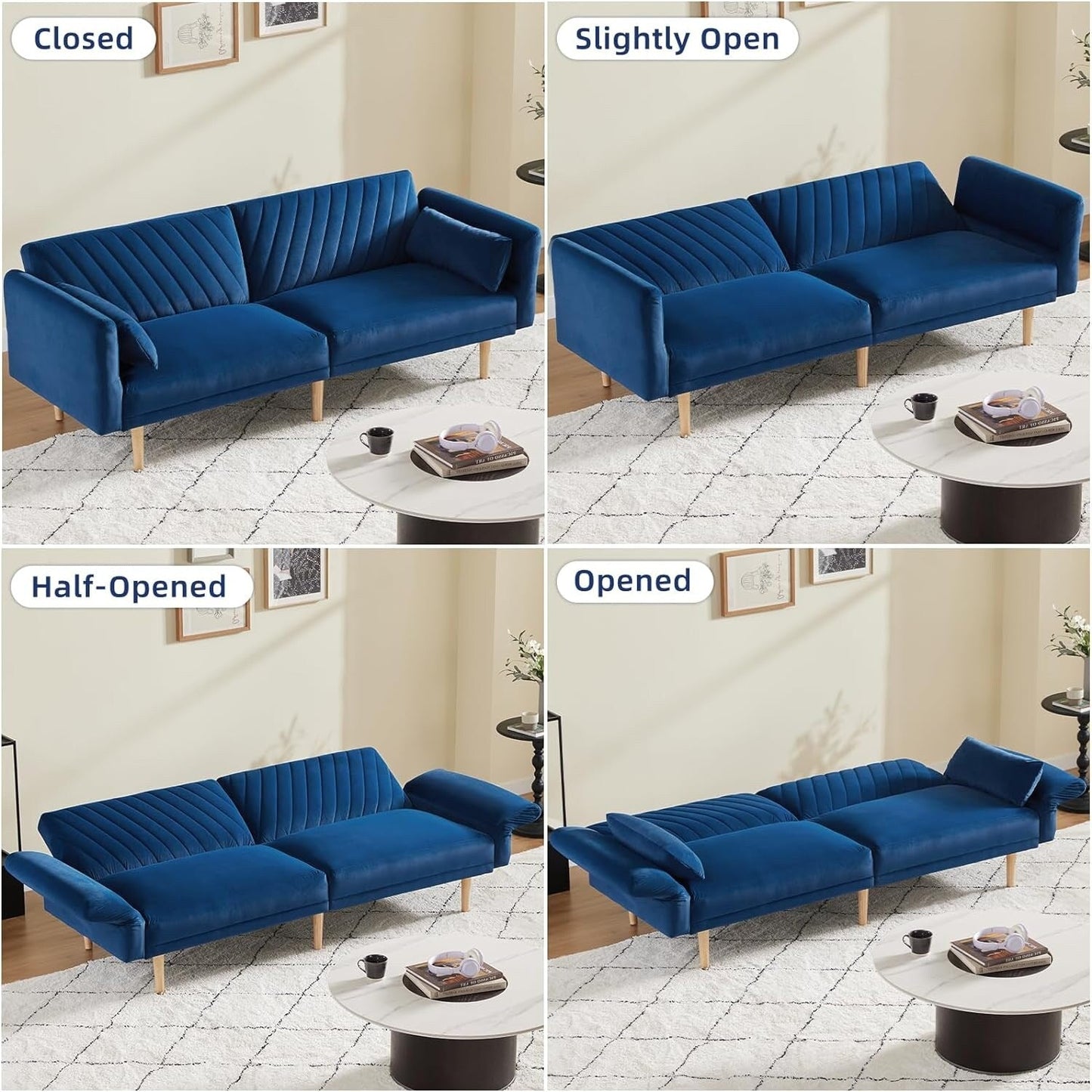 Loveseat Futon Convertible Sofa Bed with Pillows